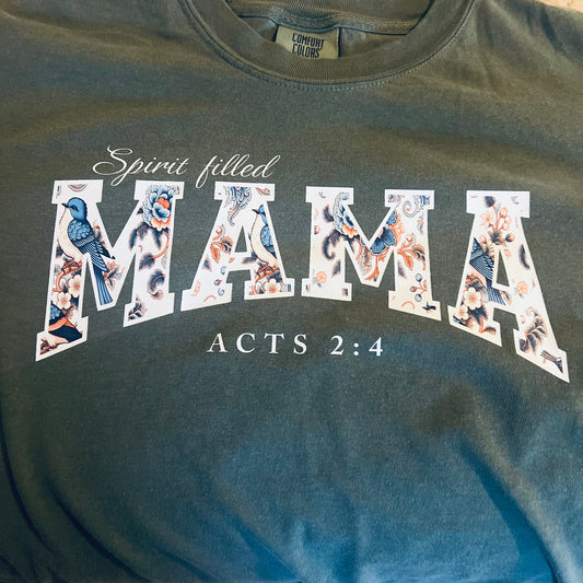 Spirit Filled Mama - Comfort Colors Moss Heavyweight T-Shirt