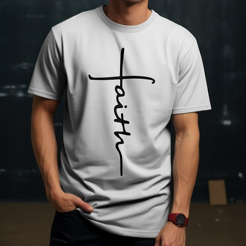 Faith Cross - Soft Premium Unisex T-Shirt Blk/Wht