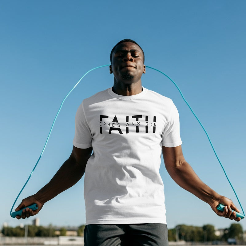 Faith Ephesians - Premium Unisex Soft T-Shirt Wht/Blk