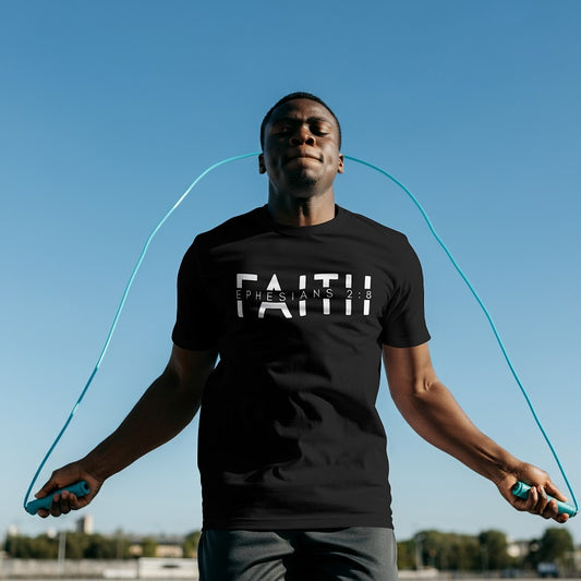 Faith Ephesians - Premium Unisex Soft T-Shirt Wht/Blk
