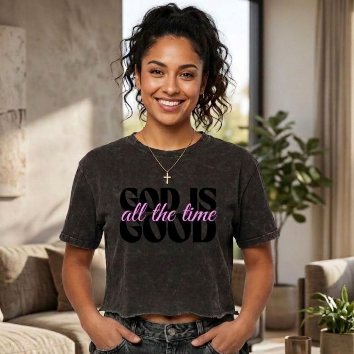 God Is Good - Mineral-Dye T-Shirt (Crop Optional)