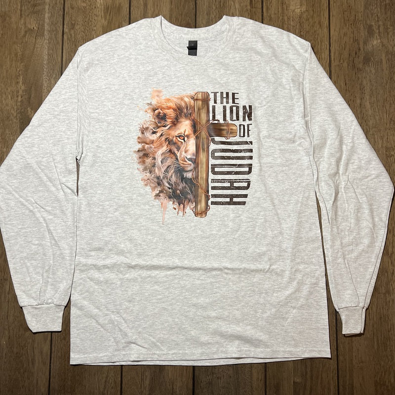 Lion of Judah - Long Sleeve Premium T-shirt Heather Grey (Sale)
