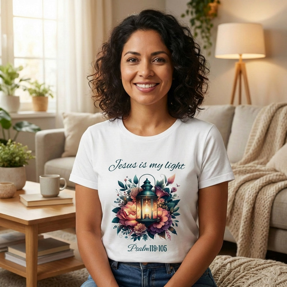 Jesus Is My Light - Premium Soft T-Shirt Heather Maroon/White