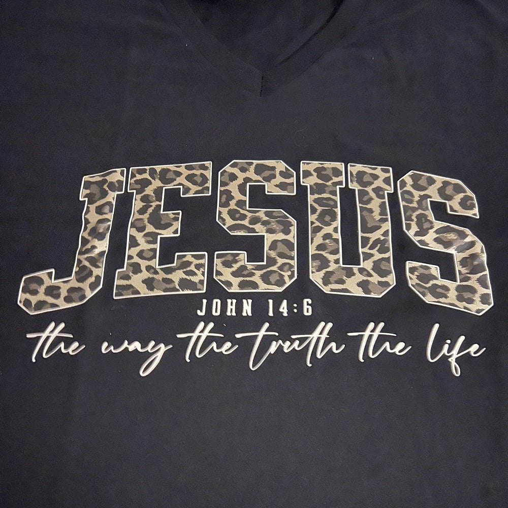 Jesus Leopard Print - V-Neck Shirt