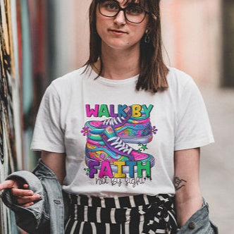 Walk By Faith - White Premium Soft T-Shirt