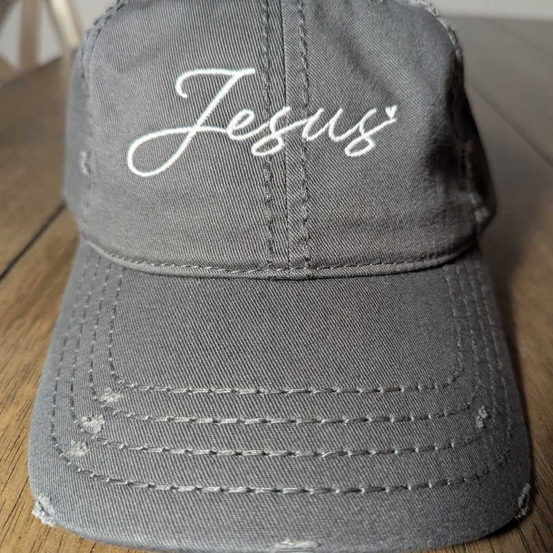 Jesus - Embroidered Distressed Dad Hat