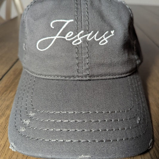 Jesus - Embroidered Distressed Dad Hat