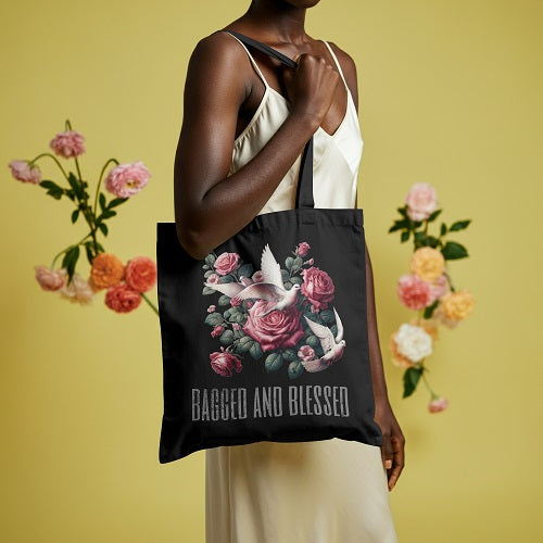 Bagged and Blessed - Tote Bag 100% Cotton Canvas Black