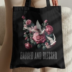 Bagged and Blessed - Tote Bag 100% Cotton Canvas Black
