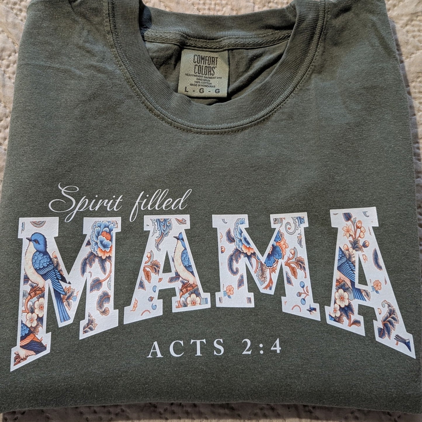 Spirit Filled Mama - Comfort Colors Moss Heavyweight T-Shirt