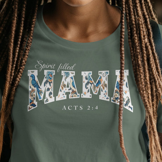 Spirit Filled Mama - Comfort Colors Moss Heavyweight T-Shirt