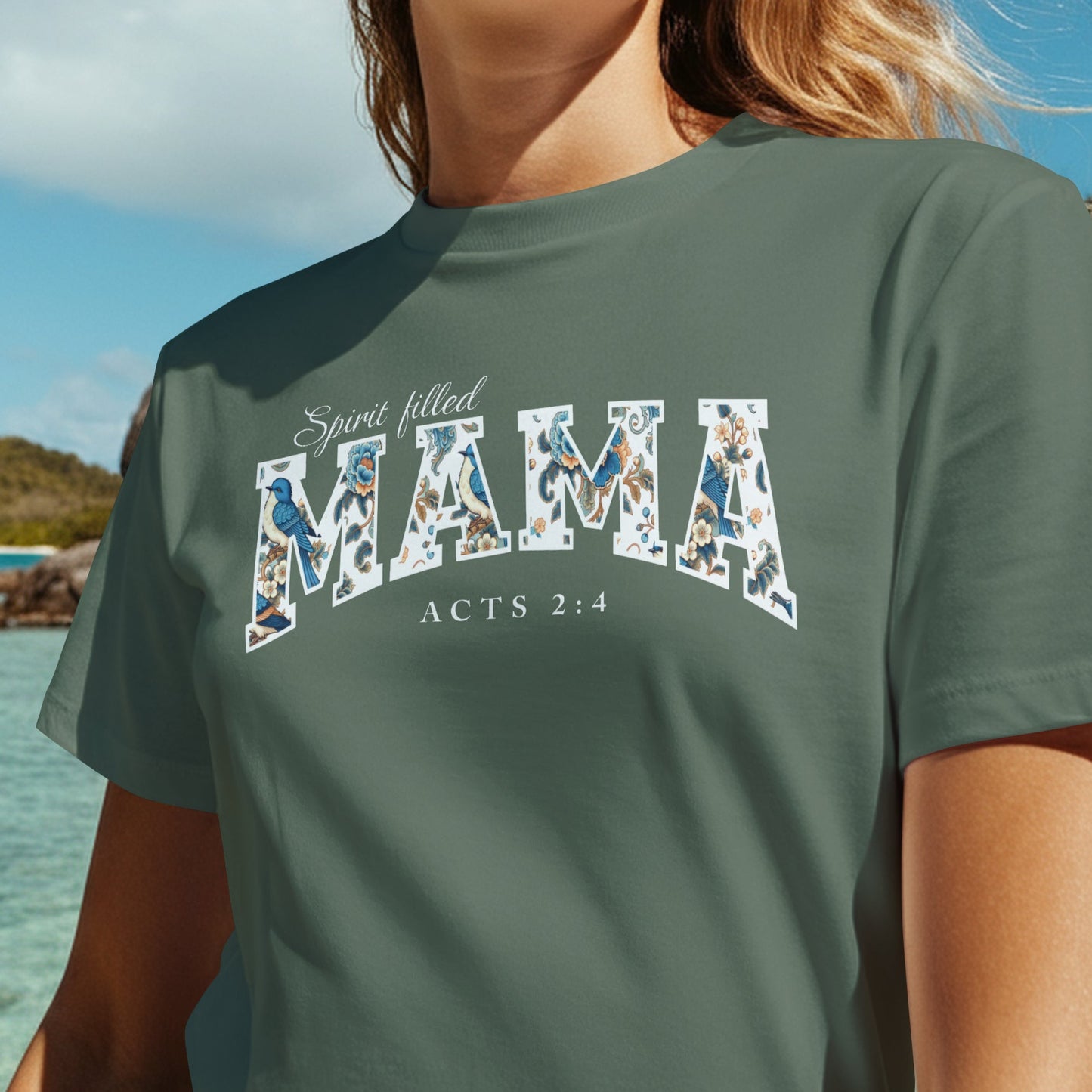 Spirit Filled Mama - Comfort Colors Moss Heavyweight T-Shirt