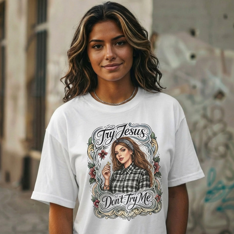 Try Jesus - Comfort Colors White Heavyweight T-Shirt