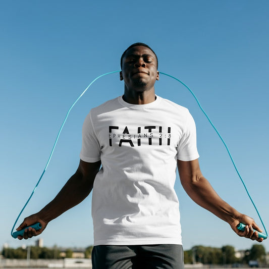 Faith Ephesians - Premium Unisex Soft T-Shirt Wht/Blk