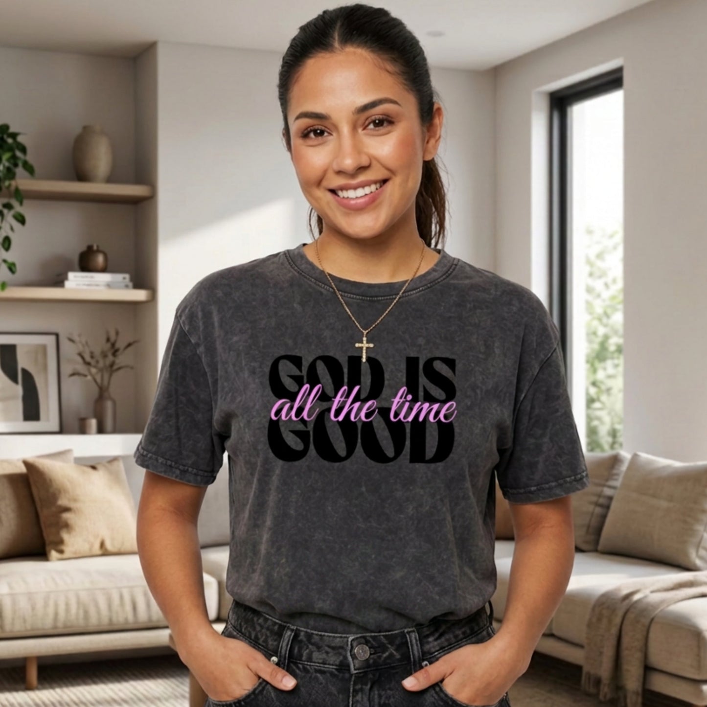 God Is Good - Mineral-Dye T-Shirt (Crop Optional)