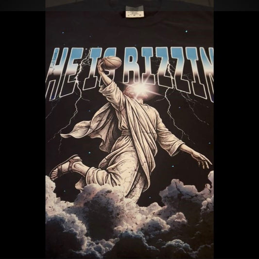 He Is Rizzin' - Comfort Colors Black Heavyweight T-Shirt with Rhinestones
