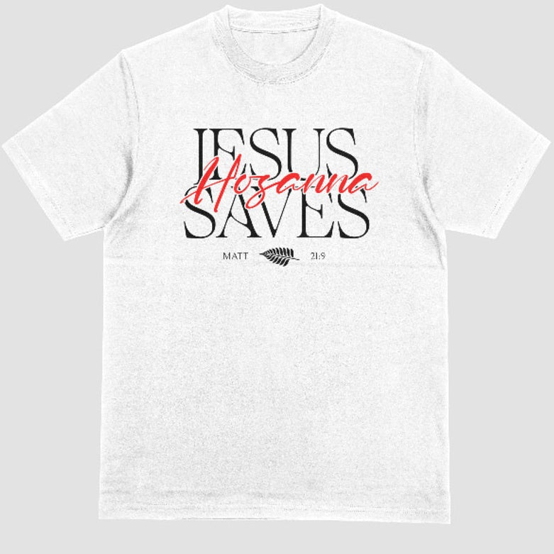 Hosanna Jesus Saves - Unisex Premium Soft T-Shirt Cream/Black/White