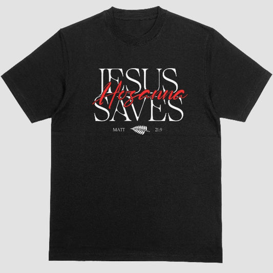 Hosanna Jesus Saves - Unisex Premium Soft T-Shirt Cream/Black/White