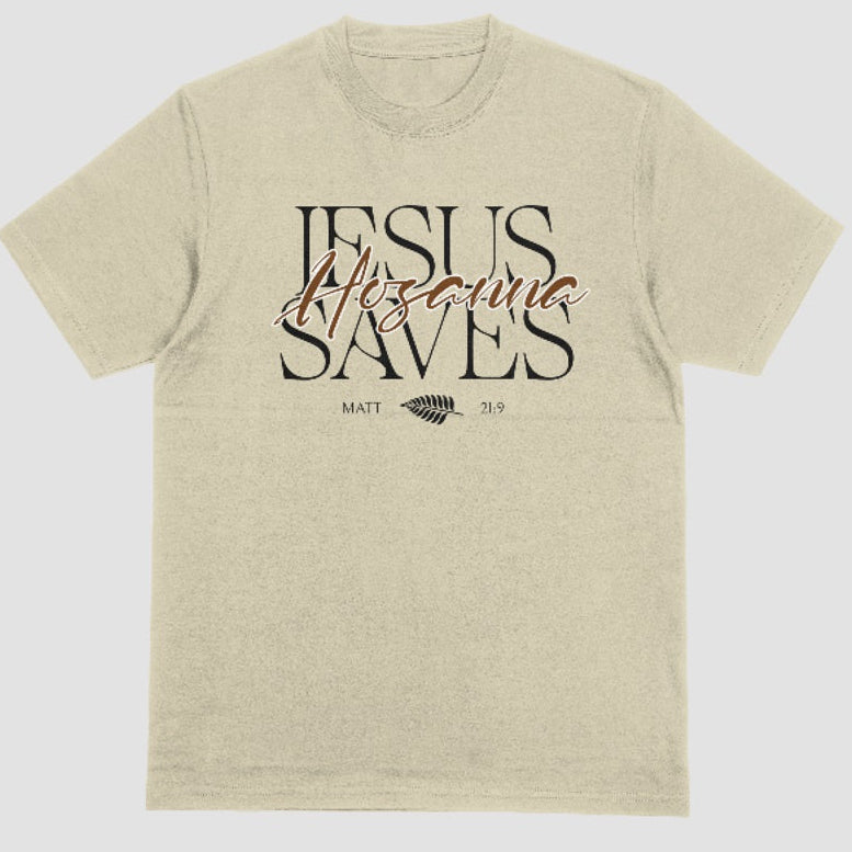 Hosanna Jesus Saves - Unisex Premium Soft T-Shirt Cream/Black/White