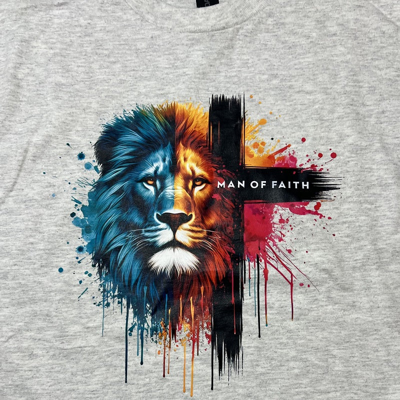 Man Of Faith - Long Sleeve Premium T-Shirt Heather Grey (Sale)