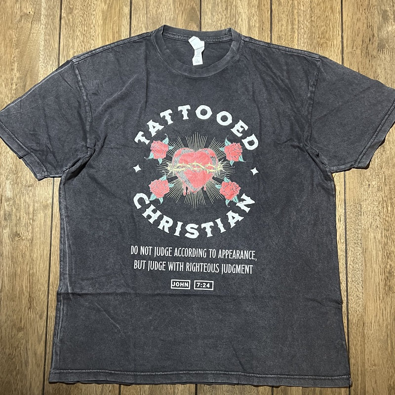 Tattooed Christian - Premium Mineral Washed Vintage T-Shirt Large (SALE)