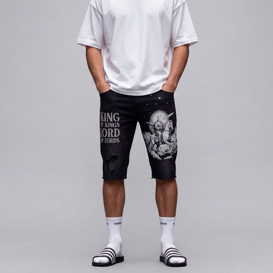 King Of Kings - Jean Shorts Black with Rhinestones (Limited)