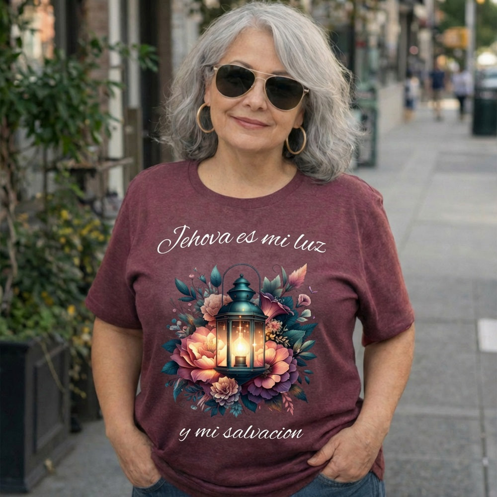 Jehova Es Mi Luz - Premium Soft T-Shirt White/Heather Maroon