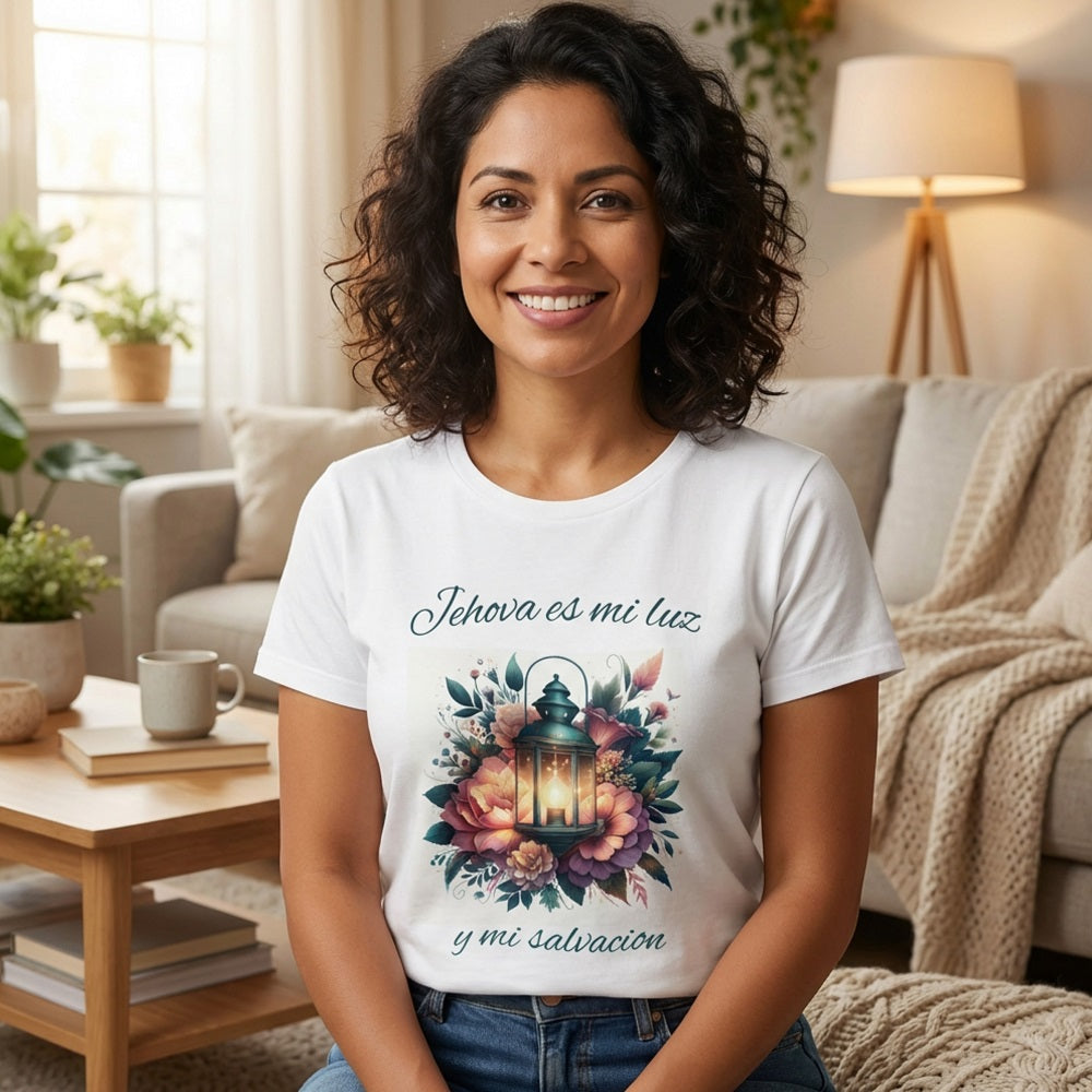 Jehova Es Mi Luz - Premium Soft T-Shirt White/Heather Maroon