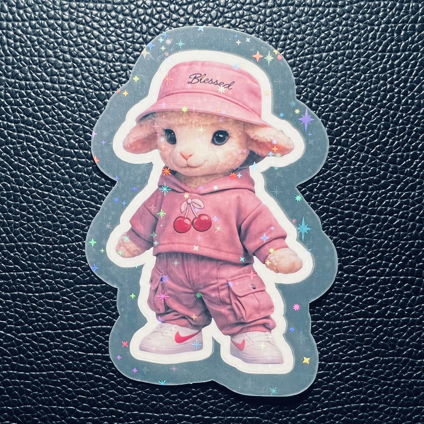 Blessed Girl - Little Lamb Glitter Sticker (easy peel)