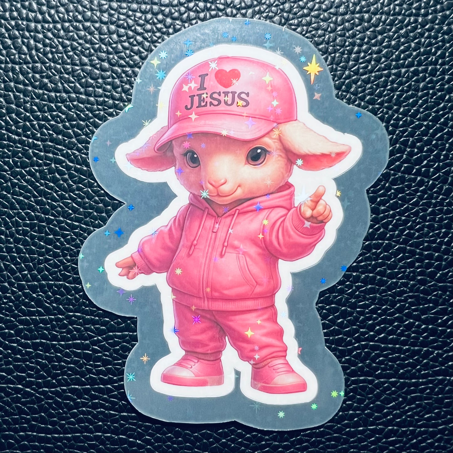 I Love Jesus Girl - Little Lamb Glitter Sticker (easy peel)