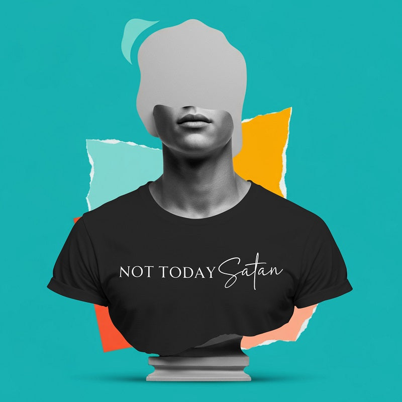 Not Today Satan - Premium Unisex Soft T-Shirt  Wht/Blk