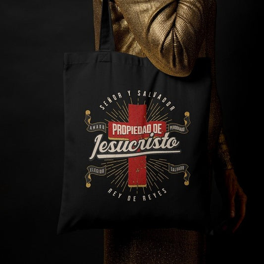Propiedad de Jesucristo - Tote Bag 100% Cotton Canvas Black