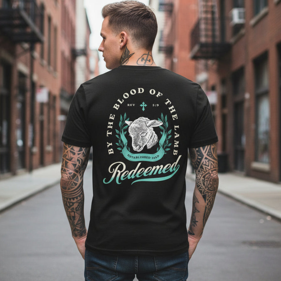 Redeemed By The Blood Of The Lamb  - Comfort Colors Black Unisex Heavyweight T-Shirt