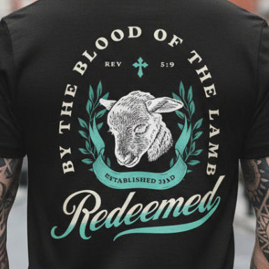 Redeemed By The Blood Of The Lamb  - Comfort Colors Black Unisex Heavyweight T-Shirt