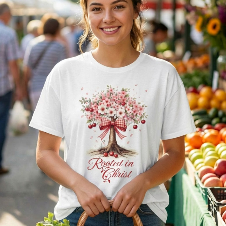 Rooted In Christ Cherries - Premium Soft T / Comfort Colors - White