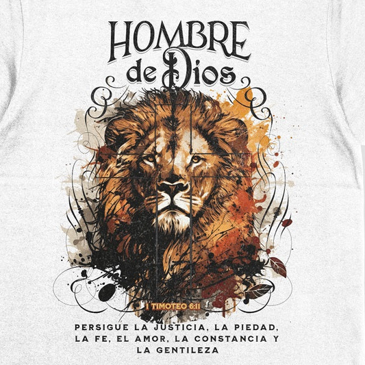 Hombre de Dios Lion - Premium Soft T-Shirt Blk/Wht