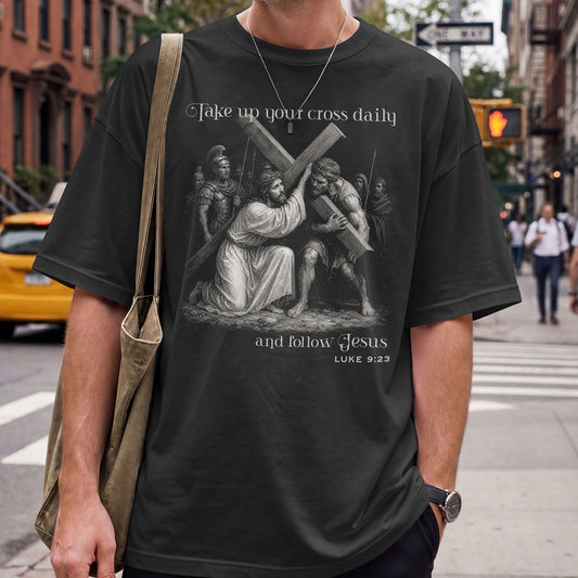 Take Up Your Cross - Comfort Colors Heavyweight T-Shirt - Black/Pepper