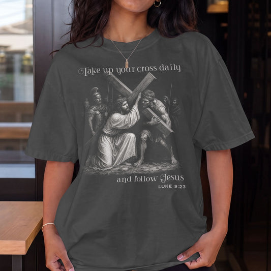 Take Up Your Cross - Heavyweight T-Shirt - Comfort Colors Pepper