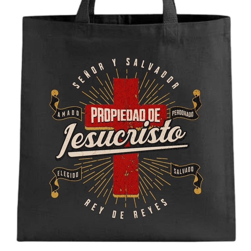 Propiedad de Jesucristo - Tote Bag 100% Cotton Canvas Black