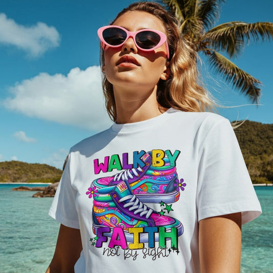 Walk By Faith - White Premium Soft T-Shirt